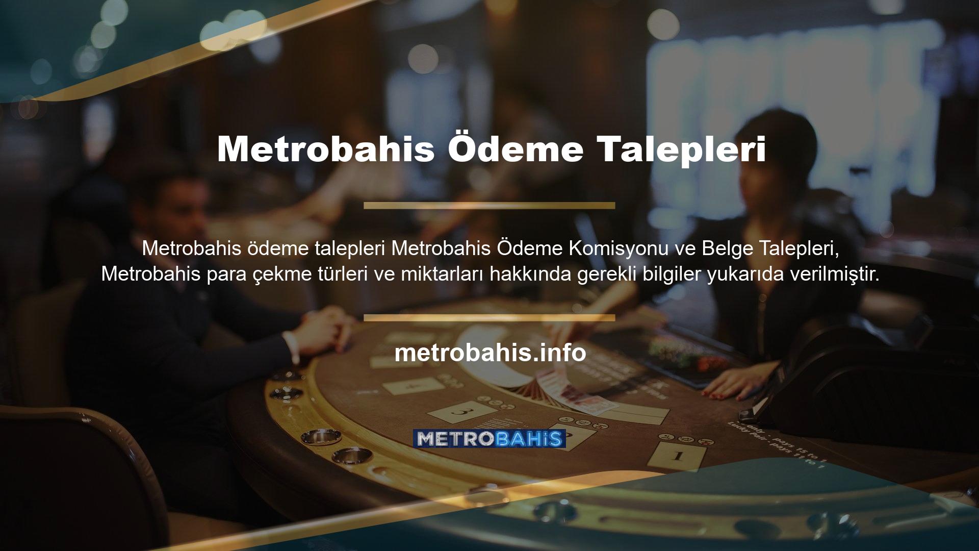 Komisyon ve belge talepleri Metrobahis ödemesi için nasıl çalışır? Ödemeler için sanal cüzdanlarda, banka hesaplarında veya mobil tezgah sisteminde komisyon yoktur